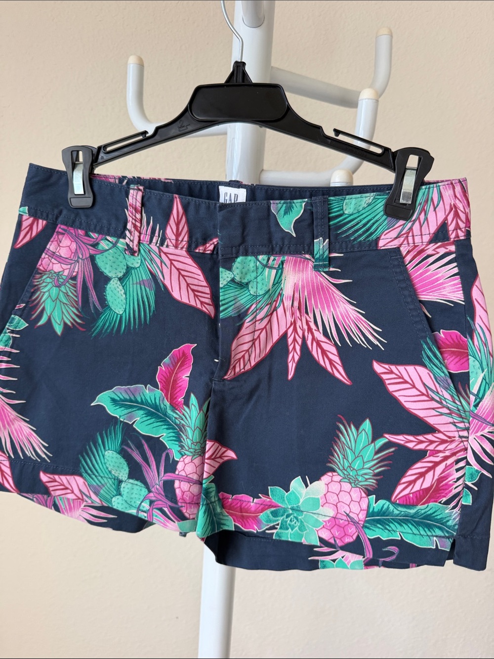 GAP Navy Tropical Print Shorts - Pink & Green Floral